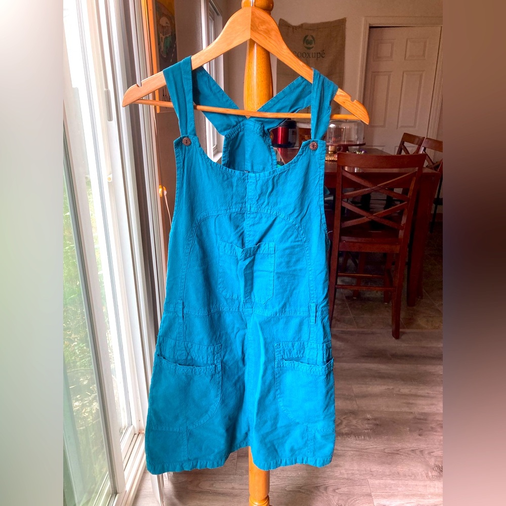 Handmade in Nepal Blue Button Strap Jumper Dress (M)